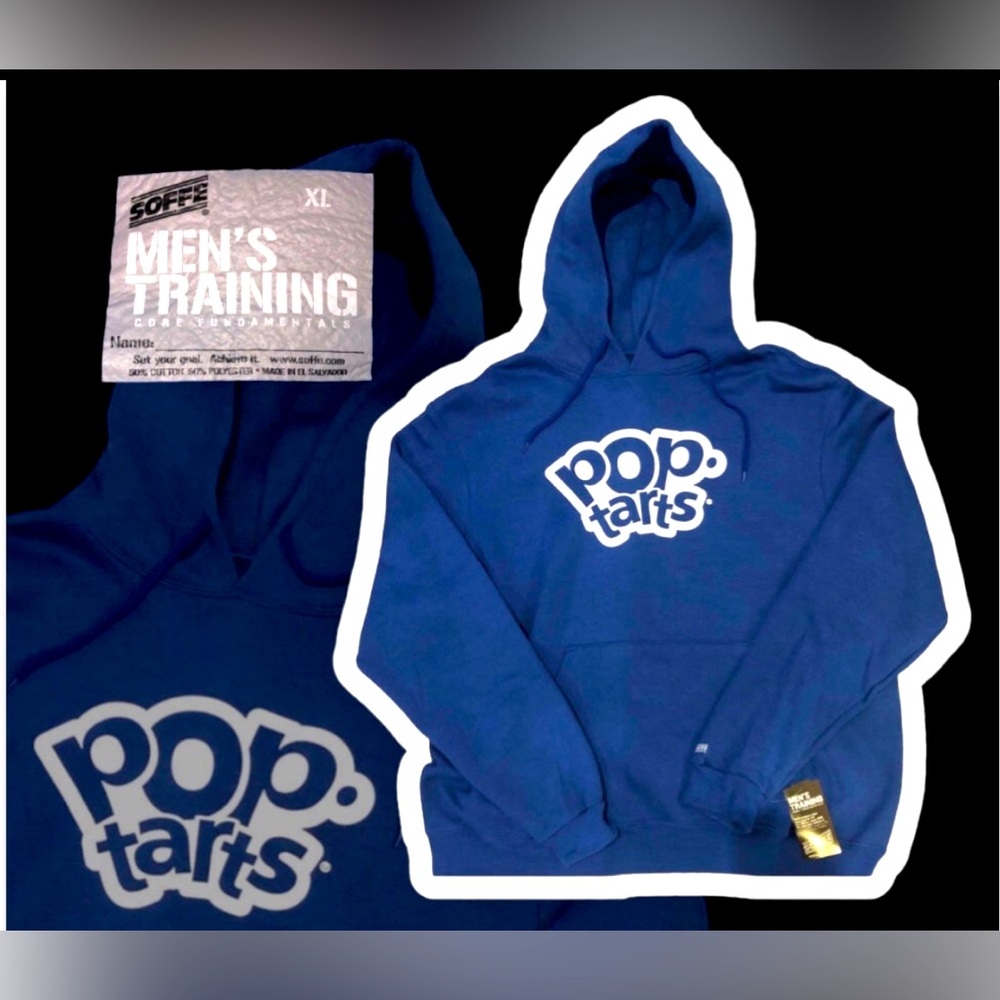 Pop Tarts Men’s Blue XL X-Large Pullover Drawstring Hoodie Logo Sweatshirt NWT